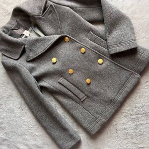 J. Crew Majesty Peacoat Stadium Cloth Nello Gori Wool Double Breasted Coat Gray